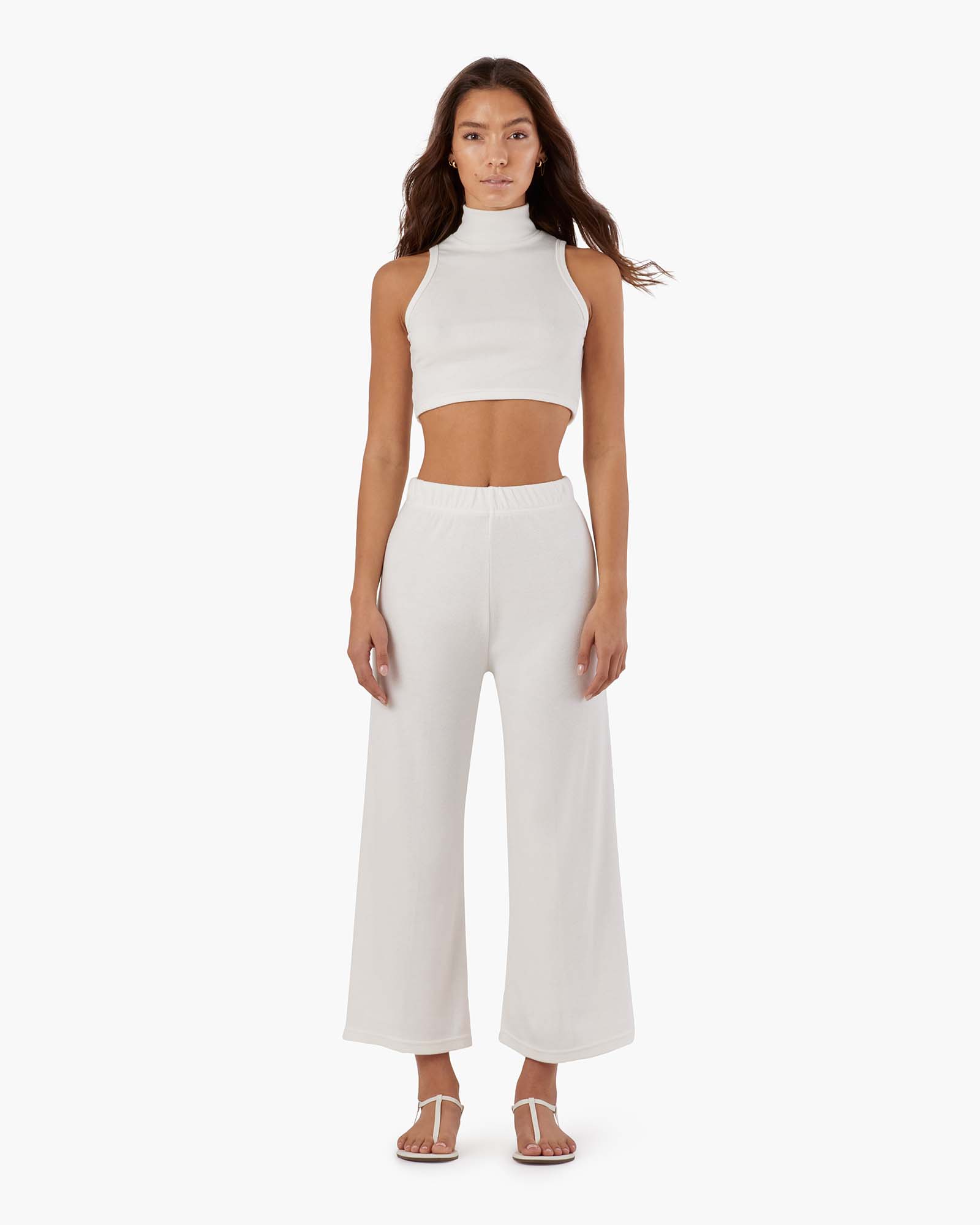 Pantalon TKEES Light Rib Culotte Blanche Femme | ZOY-67634382