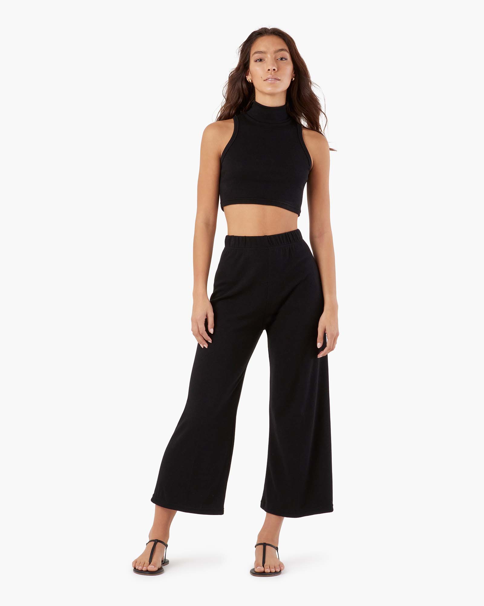 Pantalon TKEES Light Rib Culotte Noir Femme | JCL-78519057