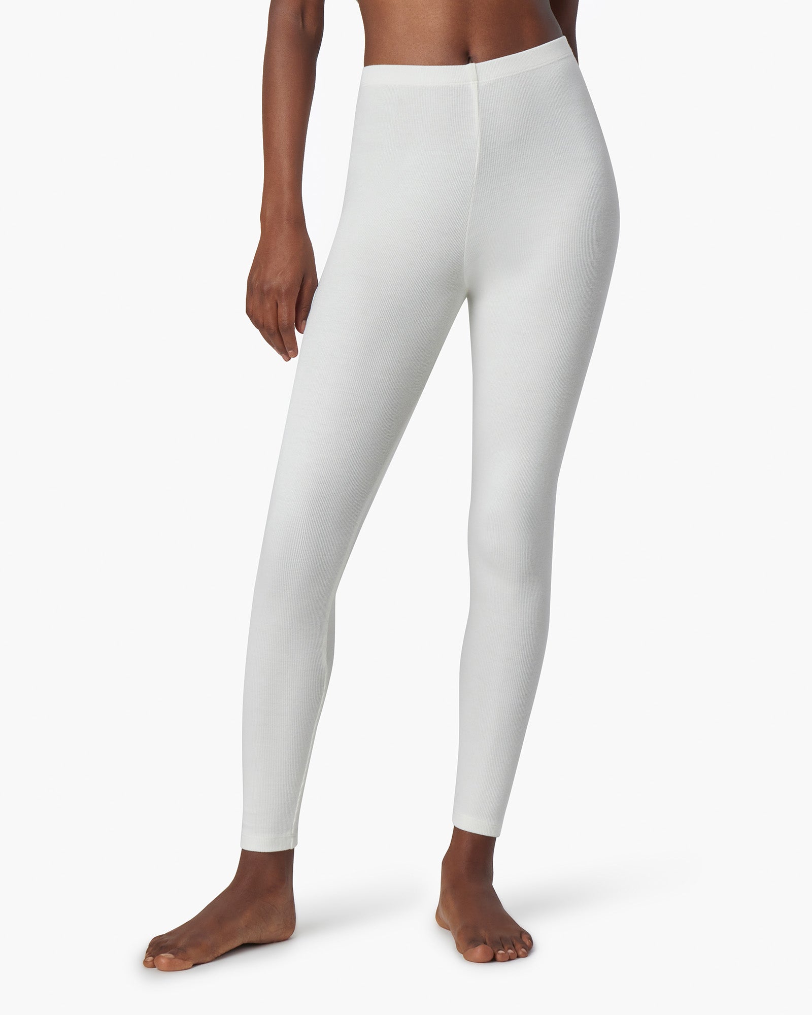 Leggings TKEES Super Rib Blanche Femme | PCJ-48155333