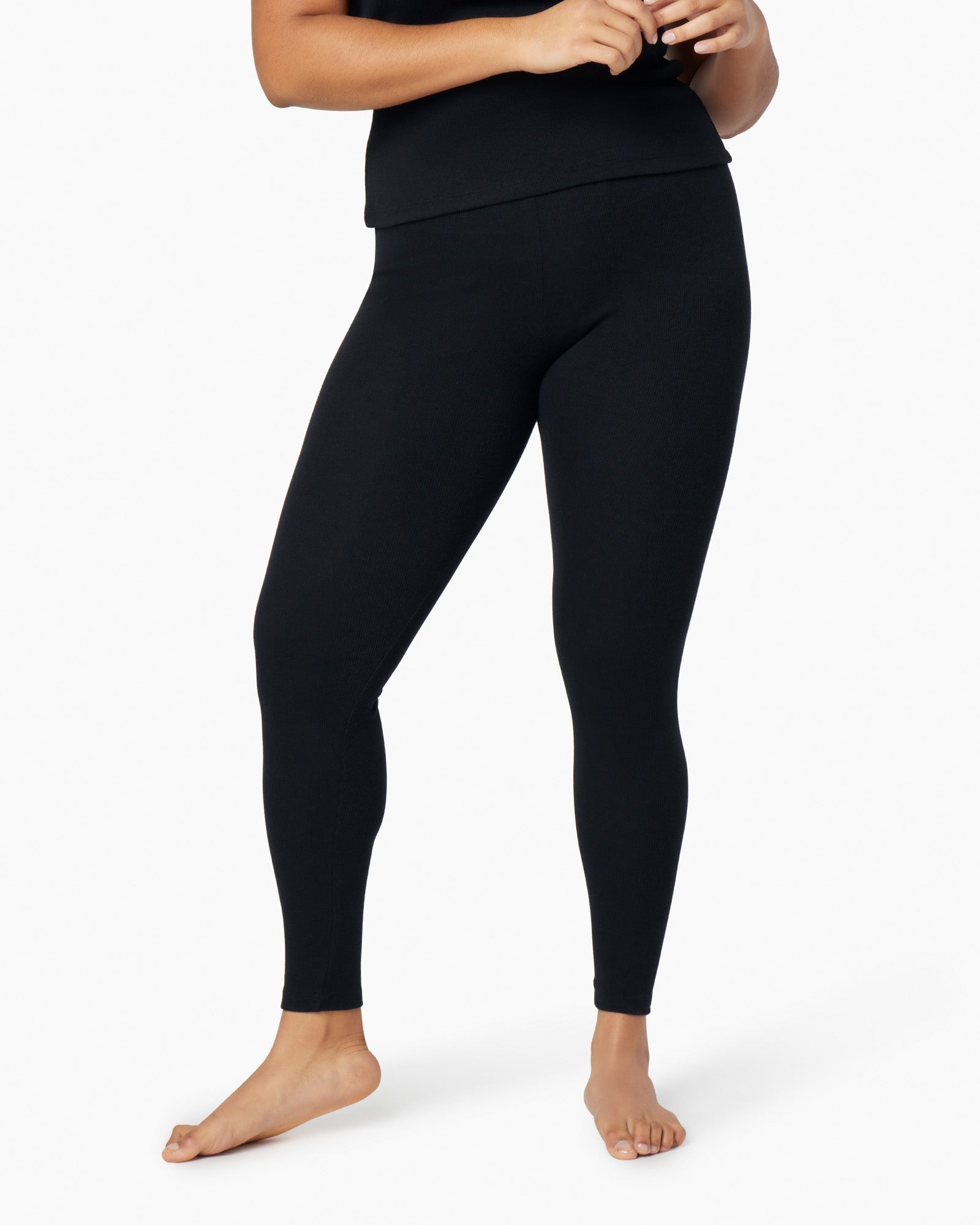 Leggings TKEES Super Rib Noir Femme | SQA-01639558