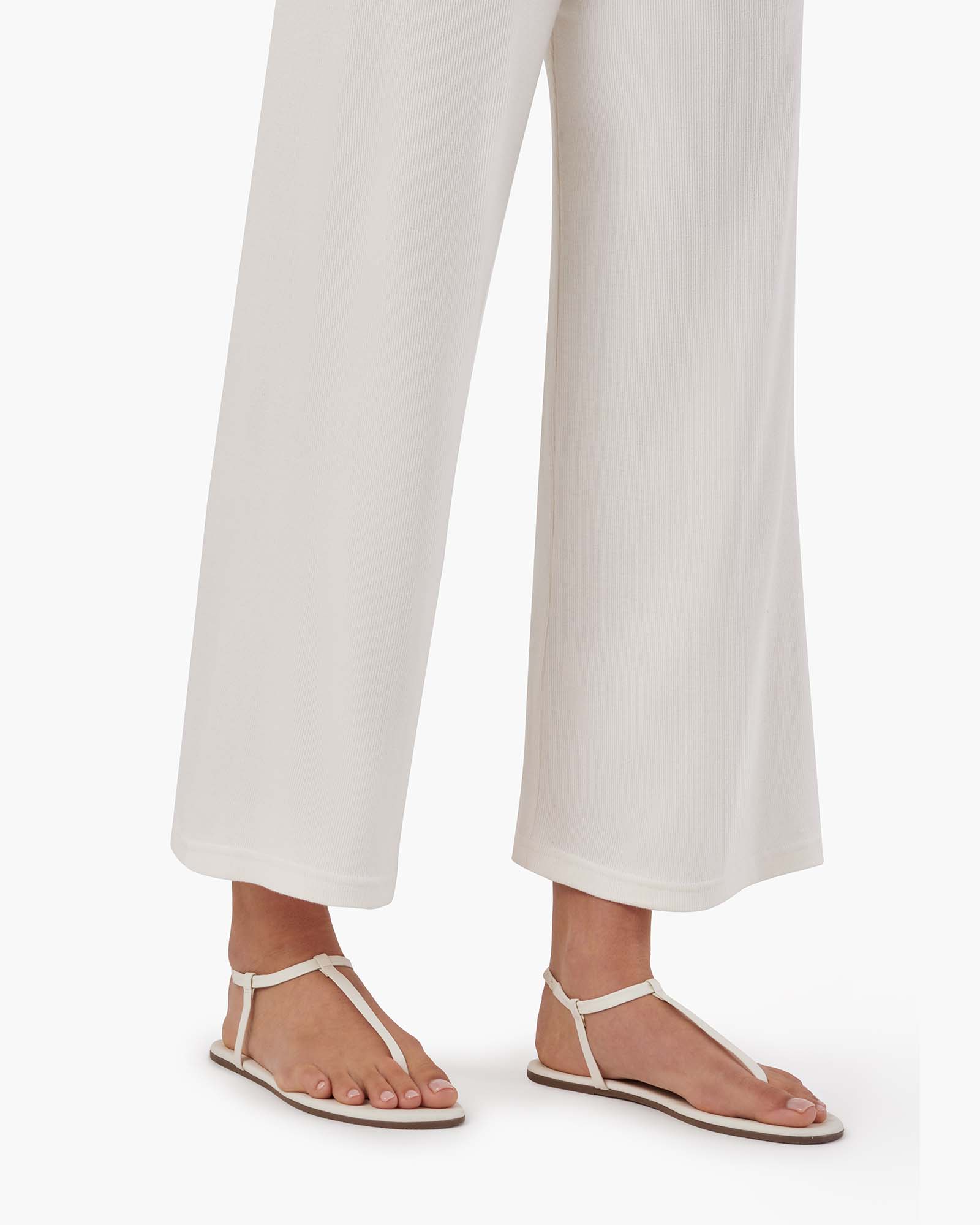 Pantalon TKEES Light Rib Culotte Blanche Femme | ZOY-67634382