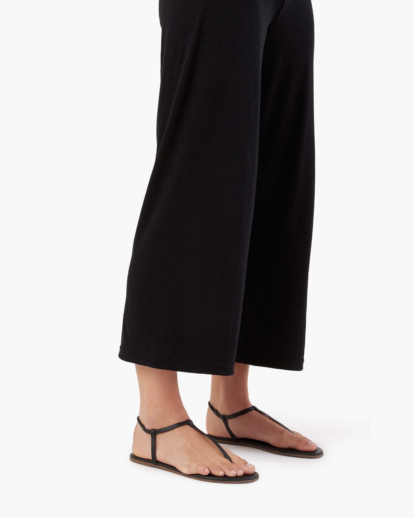 Pantalon TKEES Light Rib Culotte Noir Femme | JCL-78519057