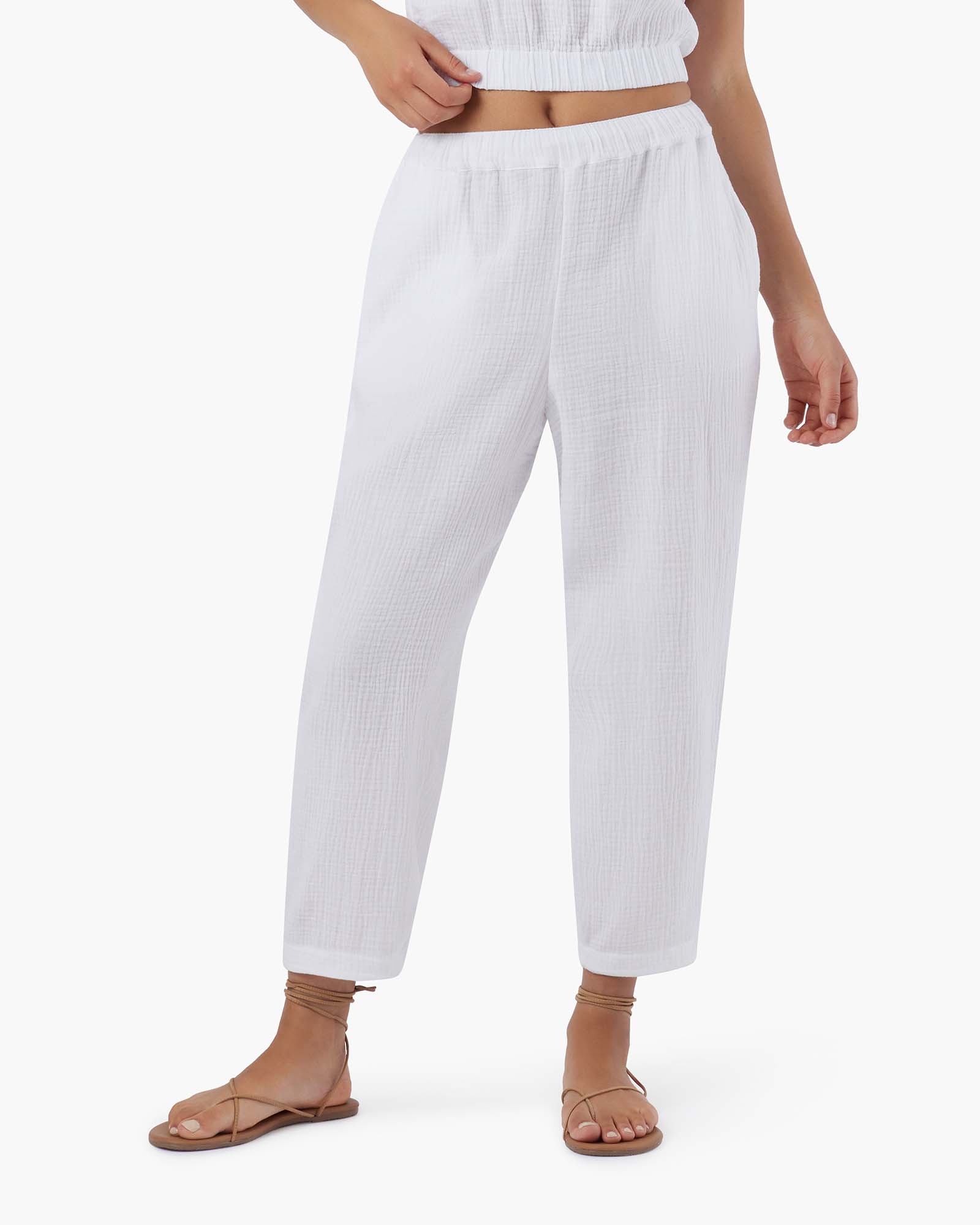 Pantalon TKEES Gauze Blanche Femme | VKH-06810072