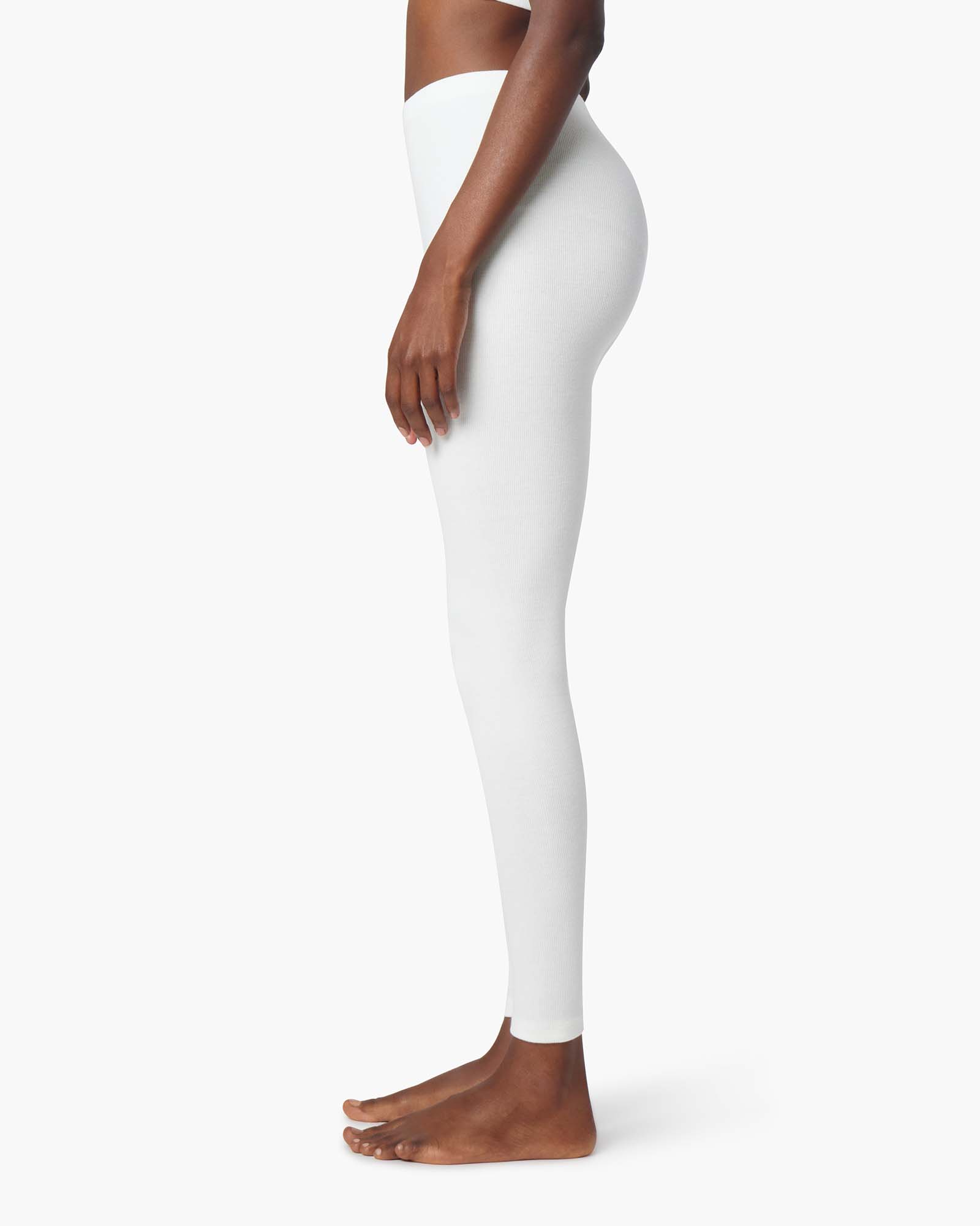 Leggings TKEES Super Rib Blanche Femme | PCJ-48155333