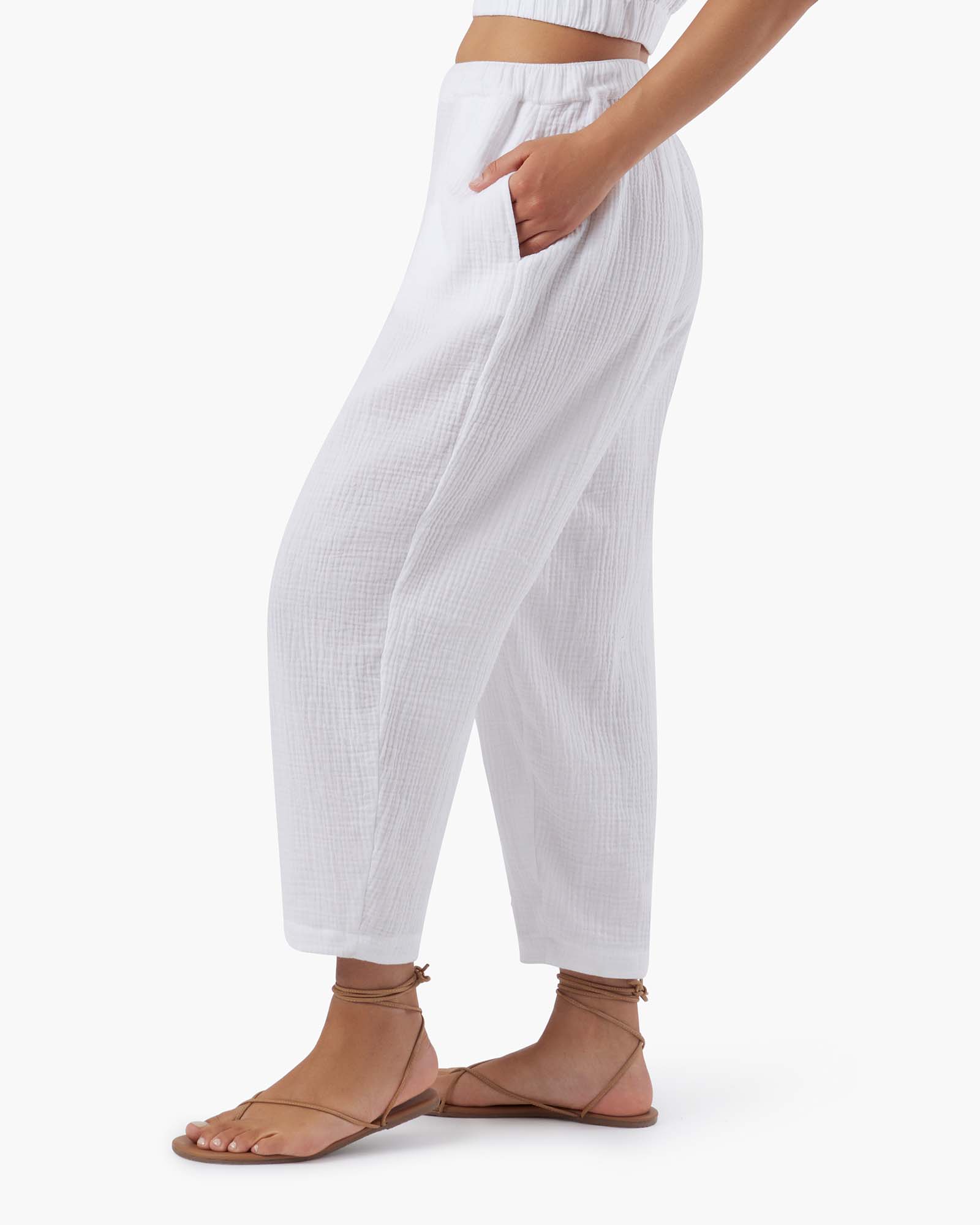 Pantalon TKEES Gauze Blanche Femme | VKH-06810072