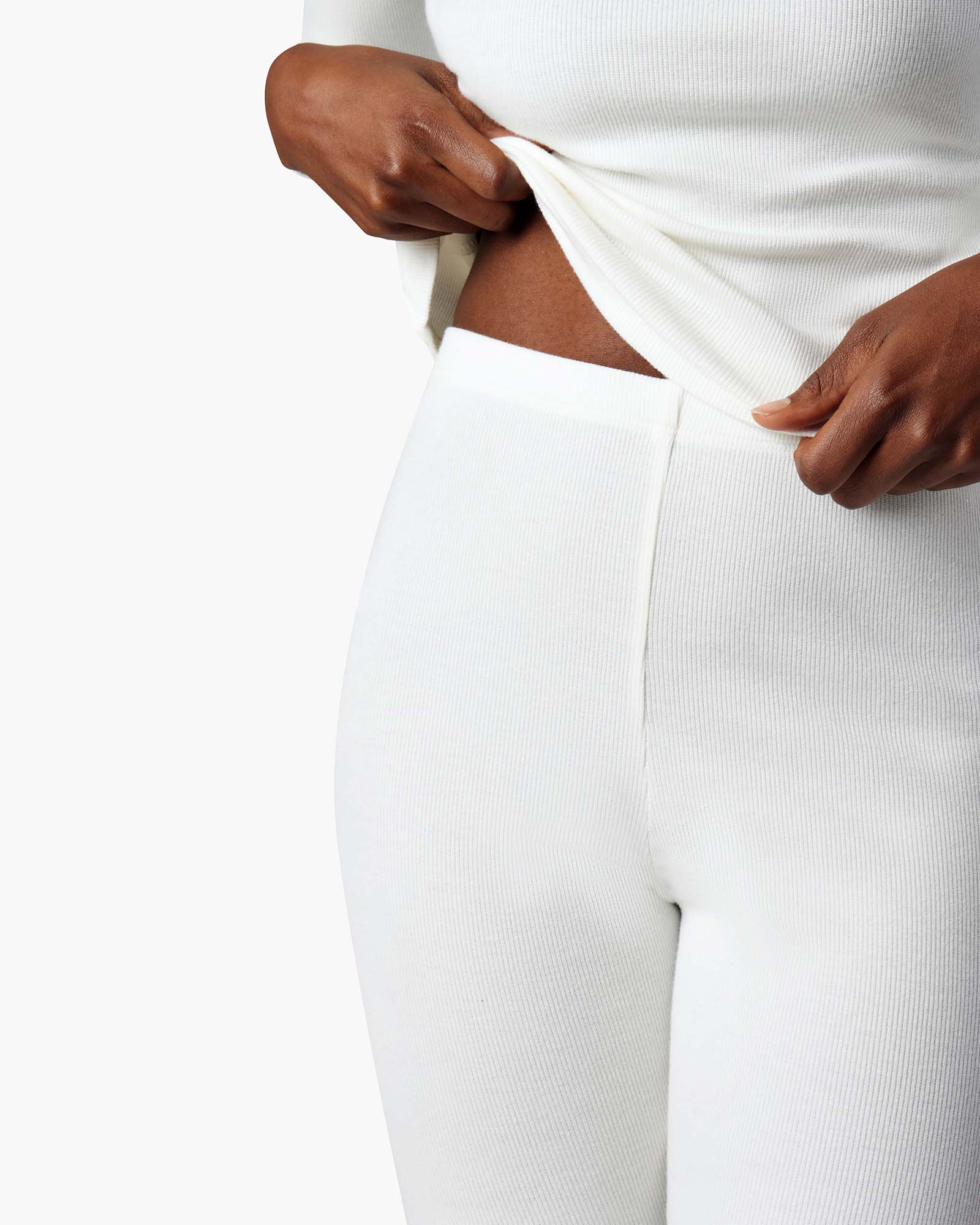 Leggings TKEES Super Rib Blanche Femme | PCJ-48155333