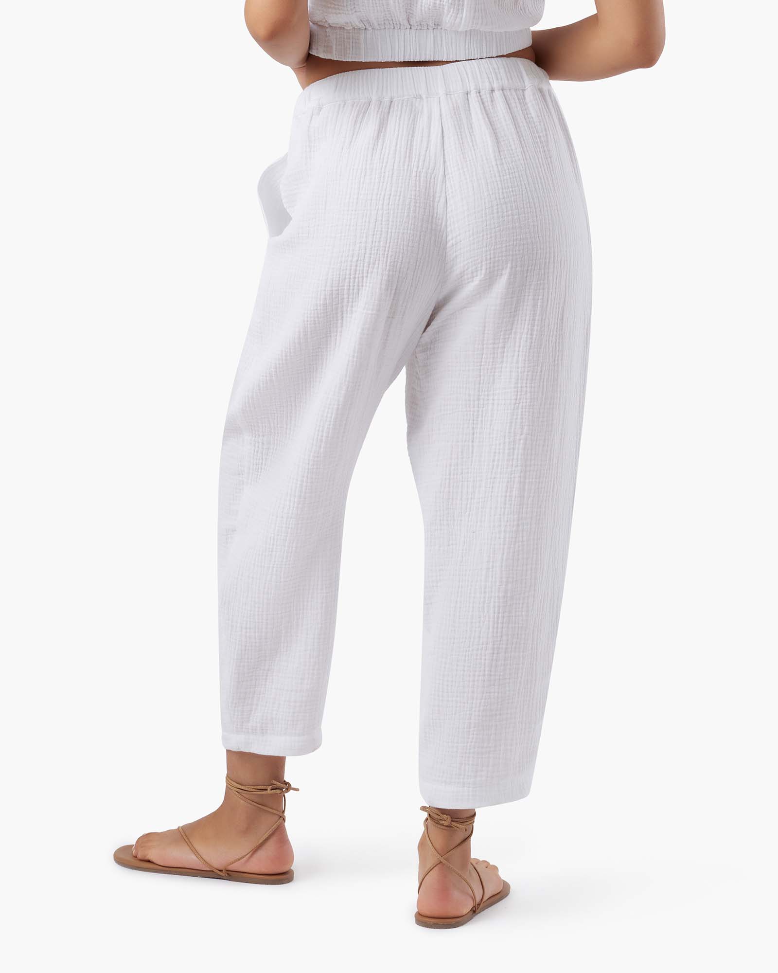 Pantalon TKEES Gauze Blanche Femme | VKH-06810072